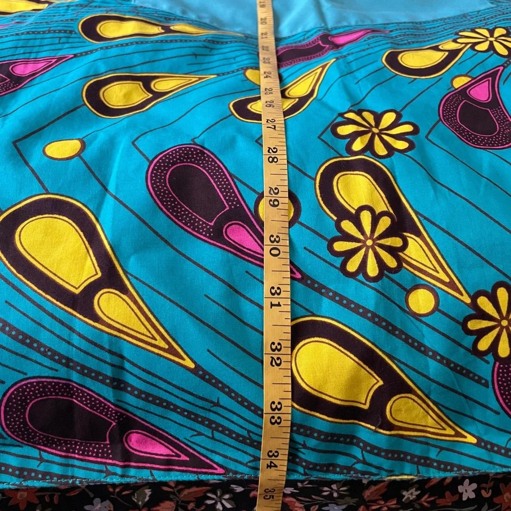 Handmade reversible African Wax Print Bib cook Apron Teal Floral Ankara‎ Pocket